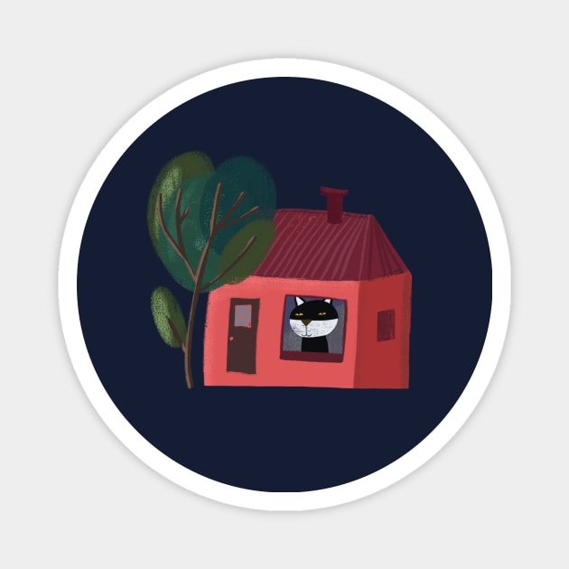 Red house Magnet by Pacesyte
